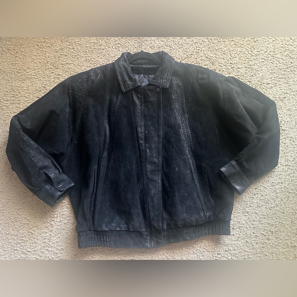 Women's Black Suede Bomber Jacket